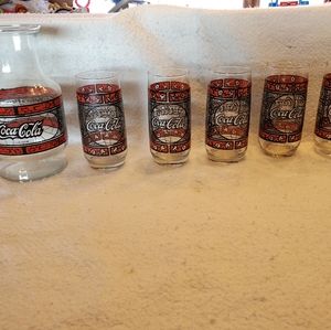 Vintage Coca Cola Godfathers Decanter and 5 Glasses